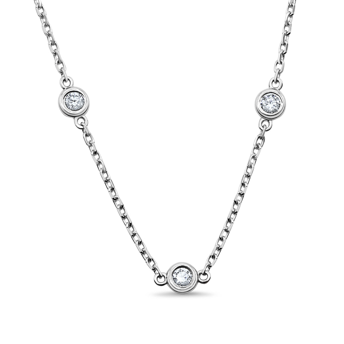 Diamond Bezel Station Necklace