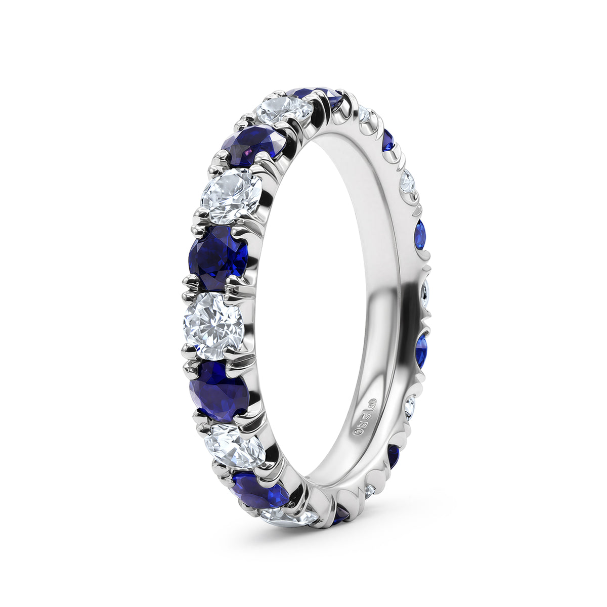 Diamond and Blue Sapphire Eternity Band