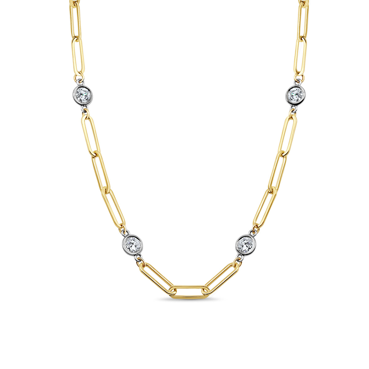 2.25 CTW Diamond Paperclip Necklace in yellow gold