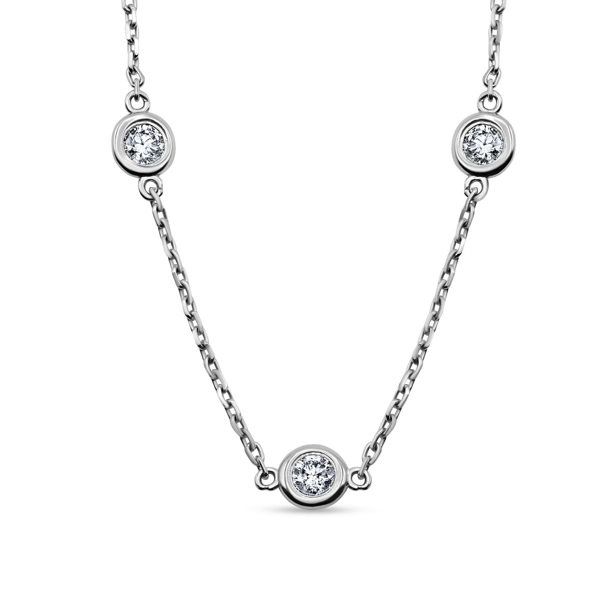 Diamond Bezel Station Necklace