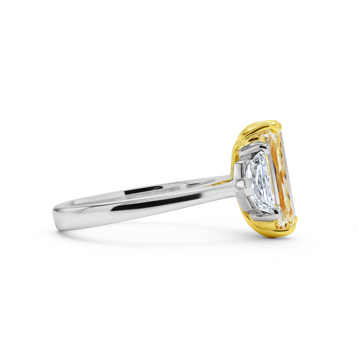 Yellow Radiant-Cut Diamond Three-Stone Ring - alternate view