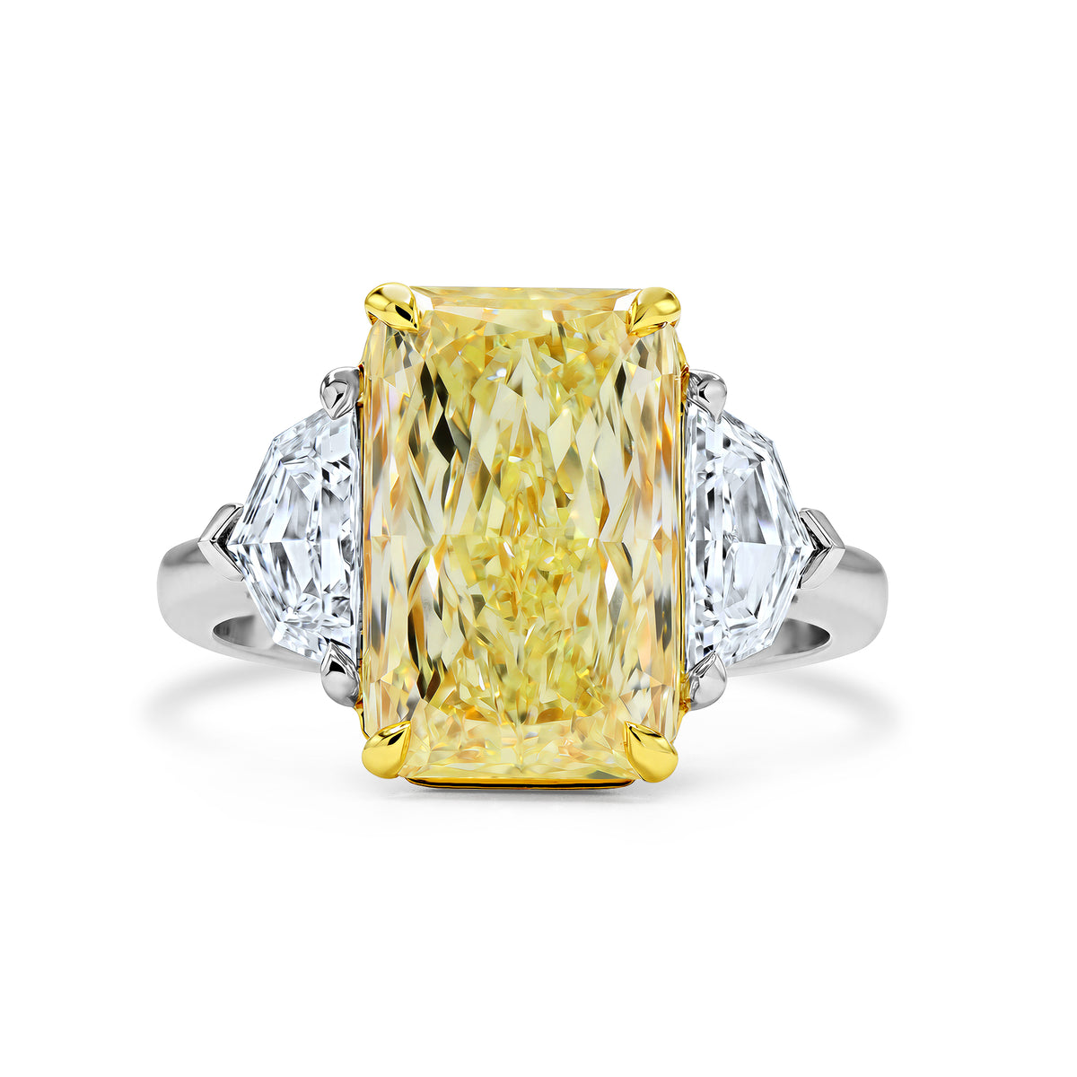 Yellow Radiant-Cut Diamond Three-Stone Ring - alternate view