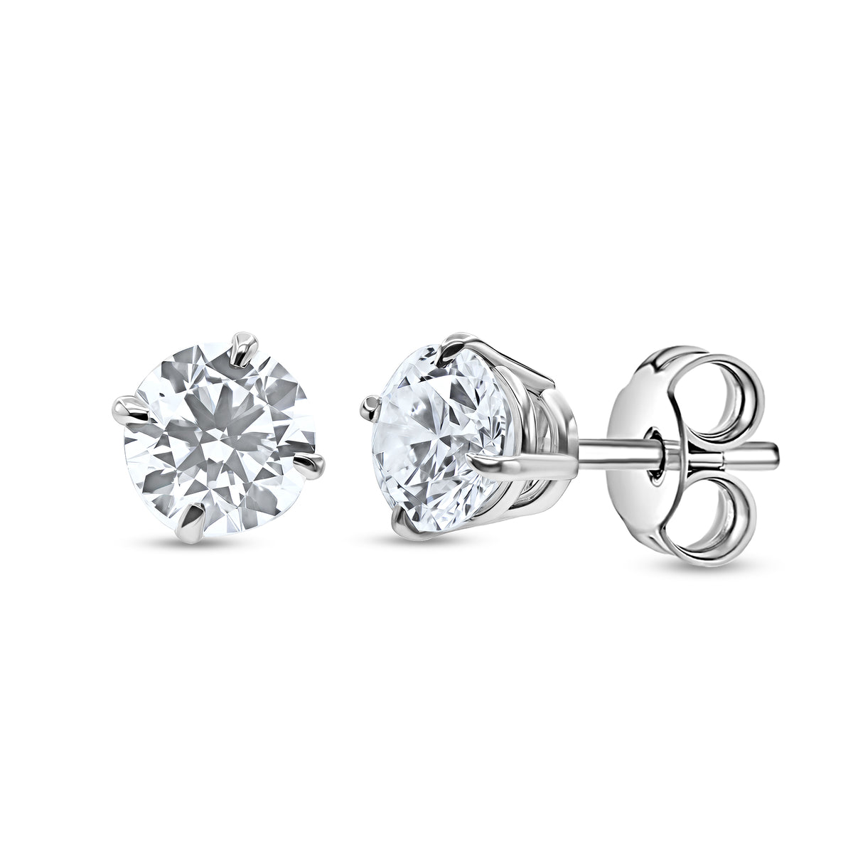 1.00 CTW Round Diamond Stud Earrings - alternate view