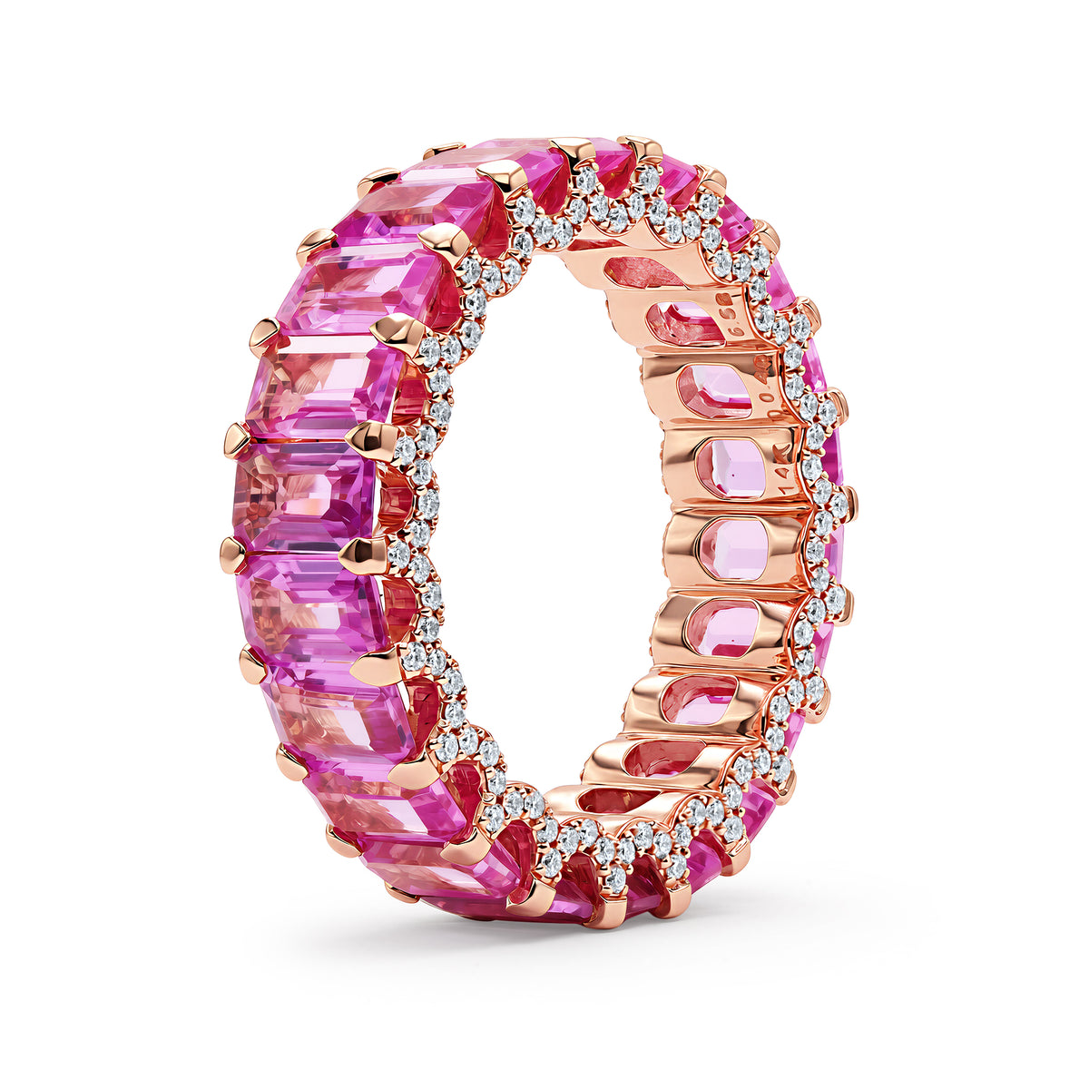 Pink Gemstone & Diamond Eternity Band - alternate view