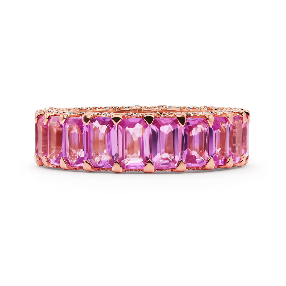 Pink Gemstone & Diamond Eternity Band - alternate view