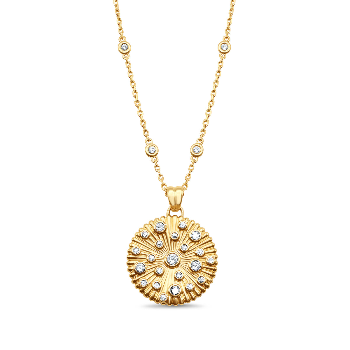0.85 CTW Diamond Sunburst Pendant Necklace