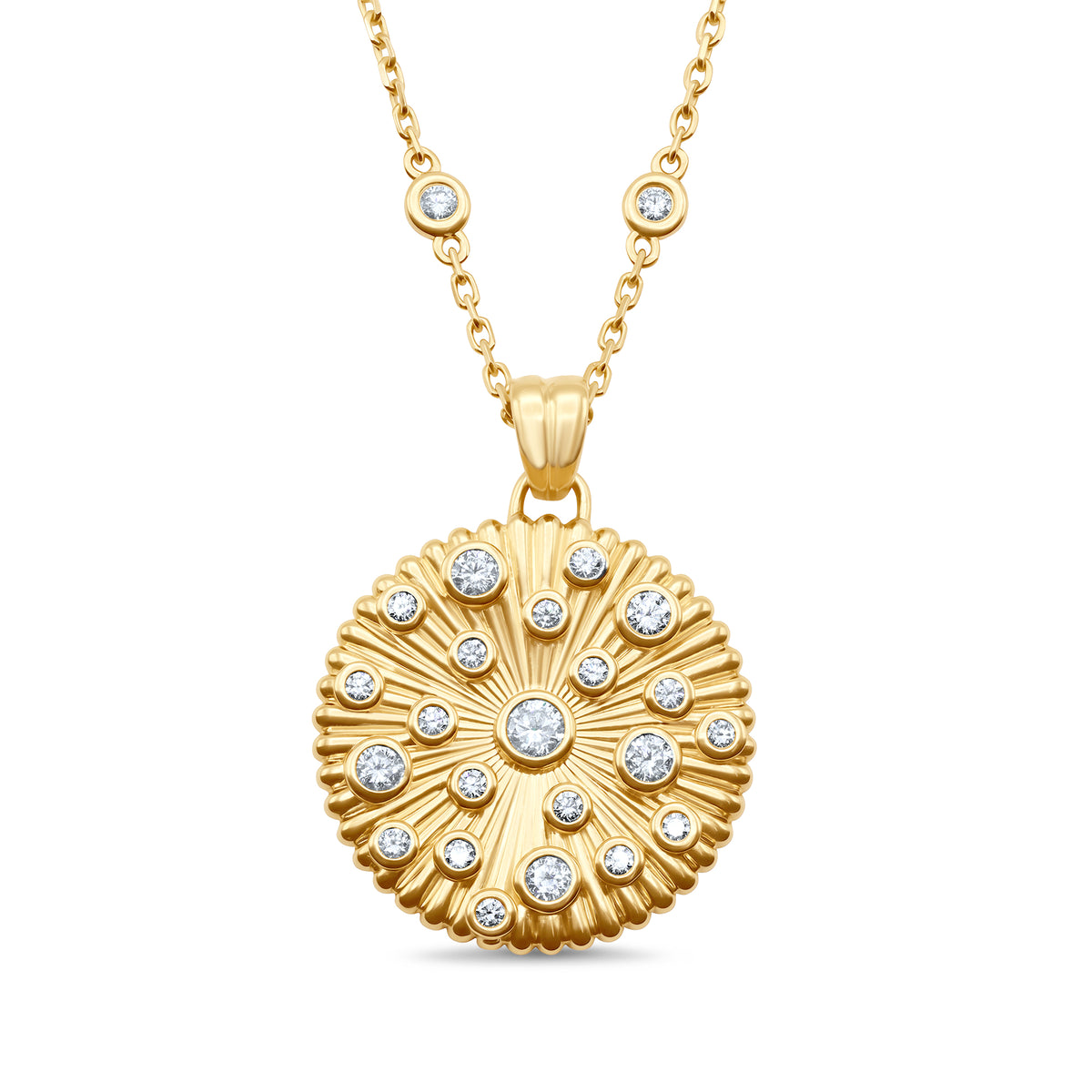 0.85 CTW Diamond Sunburst Pendant Necklace - alternate view