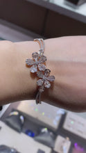 Load and play video in Gallery viewer, Rose gold flower bangle bracelet (SKU B047)