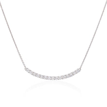 Load image into Gallery viewer, One handmade 18k white gold diamond necklace featuring round brilliant cut diamonds weighing ,89 carats total of F color, VS2 clarity, and of excellent cut and brilliance.