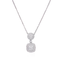 Load image into Gallery viewer, 18k white gold diamond cluster necklace featuring round brilliant cut diamonds weighing .84 carats total of F color, VS2 clarity.