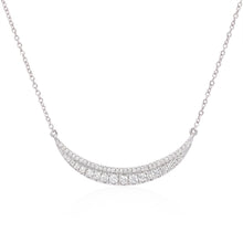 Load image into Gallery viewer, One handmade 14k white gold diamond necklace featuring 53 round brilliant cut diamonds weighing .51 carats total of F color, VS2 clarity, and of excellent cut and brilliance.Handmade 14k white gold diamond necklace featuring 53 round brilliant cut diamonds weighing .51 carats total of F color, VS2 clarity, and of excellent cut and brilliance. Necklace measures 17" in length.