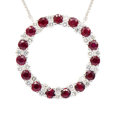 Load image into Gallery viewer, Diamond and ruby circle of life pendant necklace (SKU N073)
