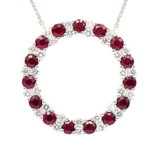 Load image into Gallery viewer, Diamond and ruby circle of life pendant necklace (SKU N073)