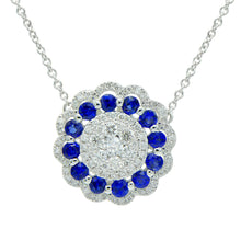 Load image into Gallery viewer, Diamond and sapphire pendant necklace (SKU N067)