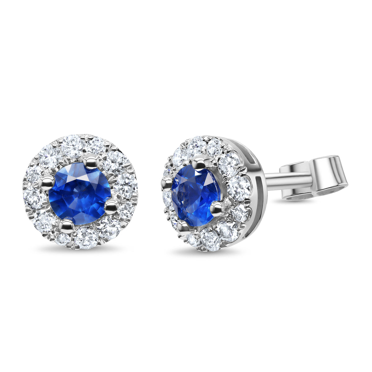 Diamond and Blue Sapphire Studs