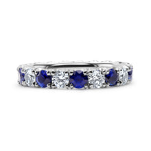 Load image into Gallery viewer, Diamond and Blue Sapphire Eternity Band
