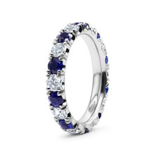 Load image into Gallery viewer, Diamond and Blue Sapphire Eternity Band

