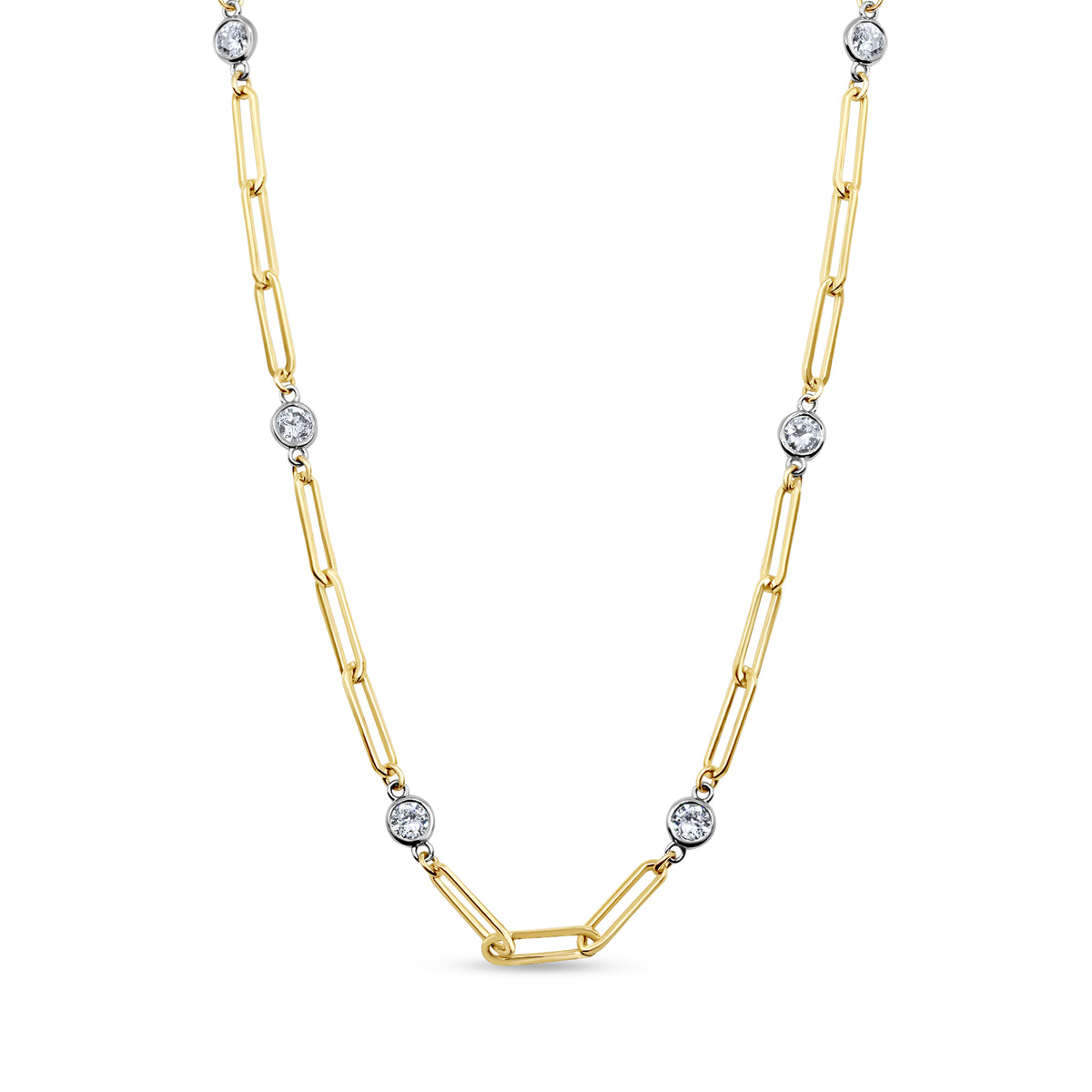 1.50 CTW Diamond Paperclip Necklace in yellow gold