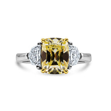 Load image into Gallery viewer, Yellow Cushion and Trapezoid Diamond Ring
