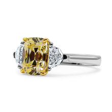 Load image into Gallery viewer, Yellow Cushion and Trapezoid Diamond Ring
