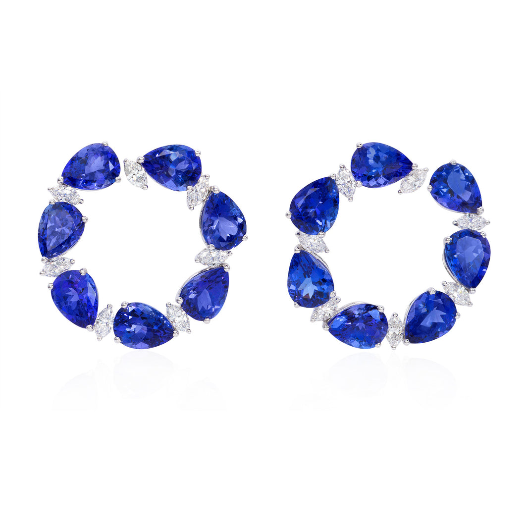 Diamond and tanzanite earrings (SKU E109)
