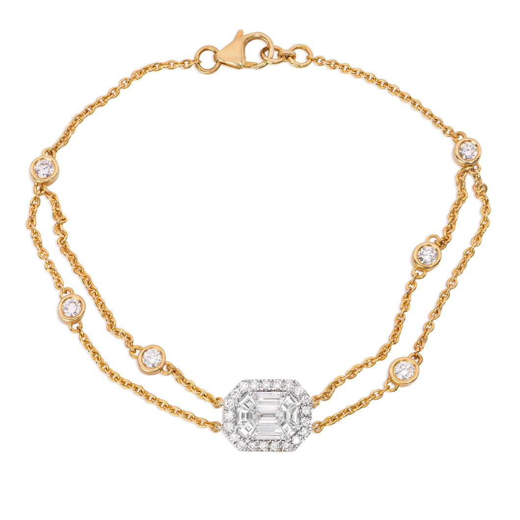 18k yellow gold diamond bracelet (B067)