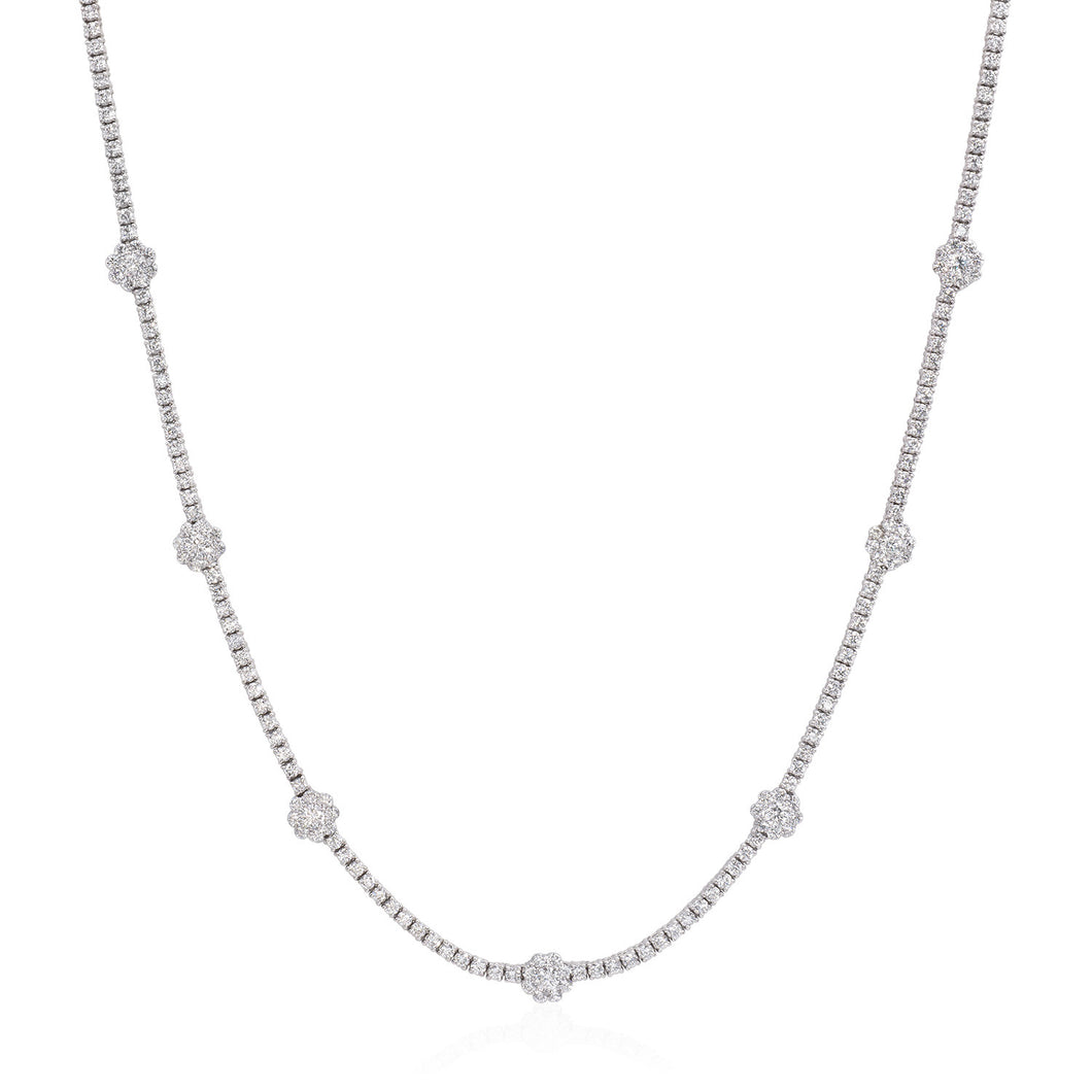 Diamond floral necklace (SKU N096)