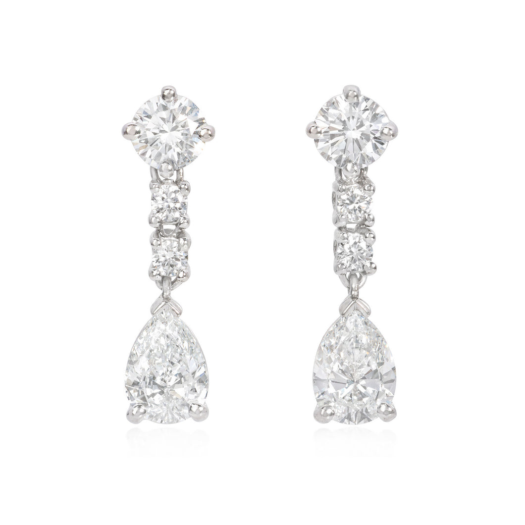 Diamond drop earrings 18k white gold SKU E115