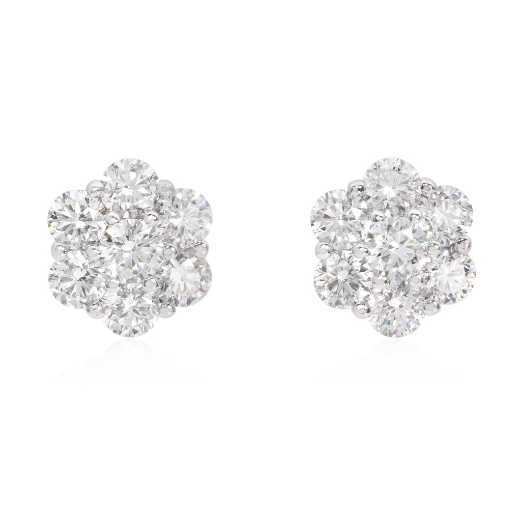 18k white gold cluster earrings SKU E114