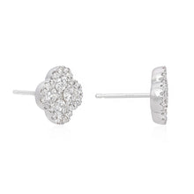Load image into Gallery viewer, Diamond Cluster Earrings 14k white gold SKU E117
