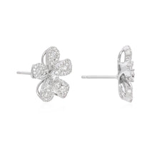 Load image into Gallery viewer, Flower shape earrings 14k white gold SKU E119
