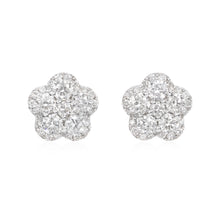 Load image into Gallery viewer, Diamond cluster earrings 14k white gold SKU E120
