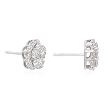 Load image into Gallery viewer, Diamond cluster earrings 14k white gold SKU E120
