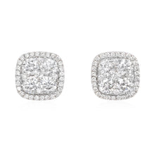 Load image into Gallery viewer, Diamond cluster earrings 14k white gold SKU E121
