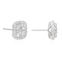 Load image into Gallery viewer, Diamond cluster earrings 14k white gold SKU E121
