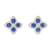 Load image into Gallery viewer, Sapphire and diamond earrings 14k white gold SKU E118
