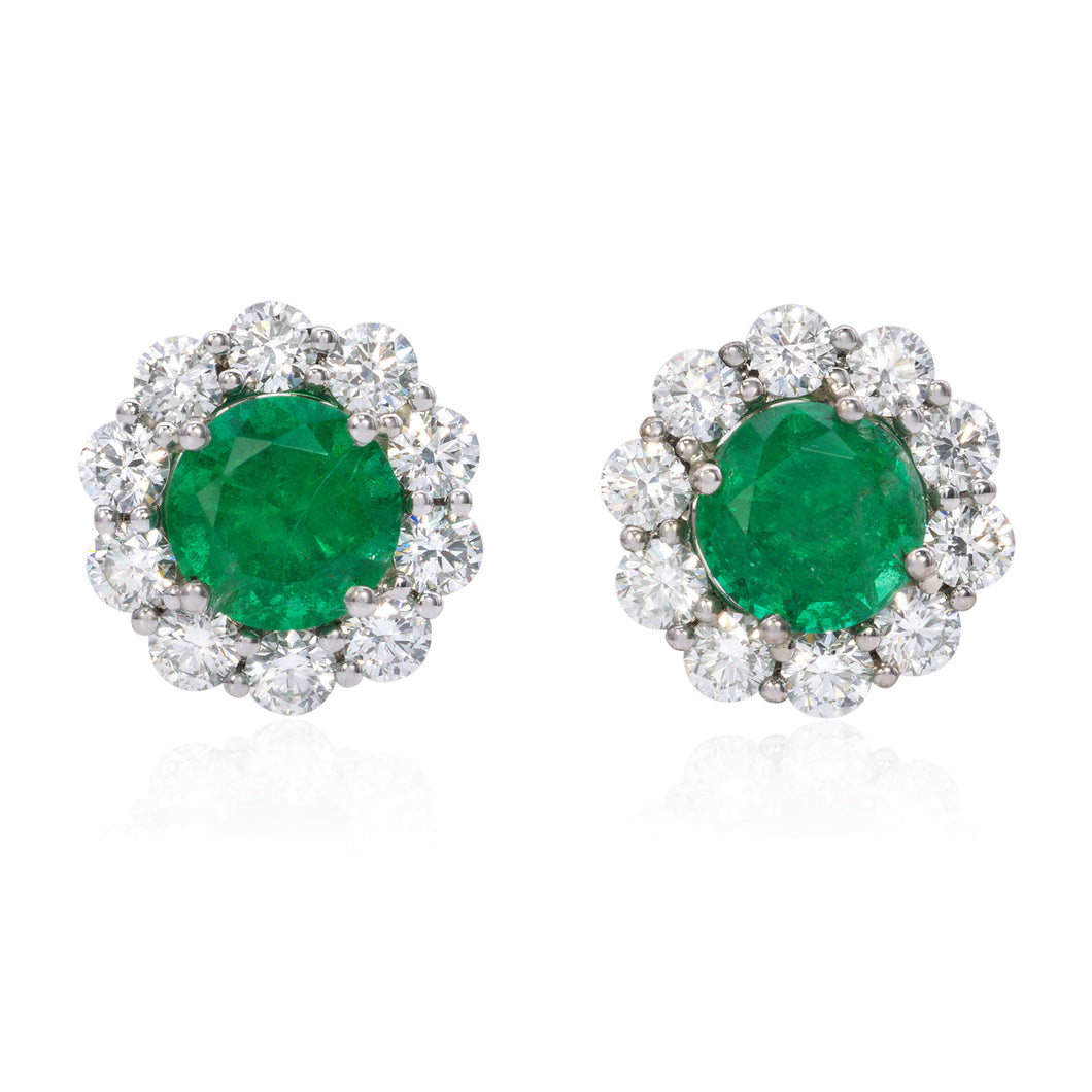 Diamond and emerald earrings (SKU E080)