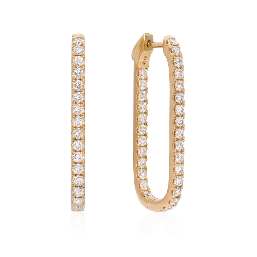 Diamond paperclip hoop earrings (SKU E087)