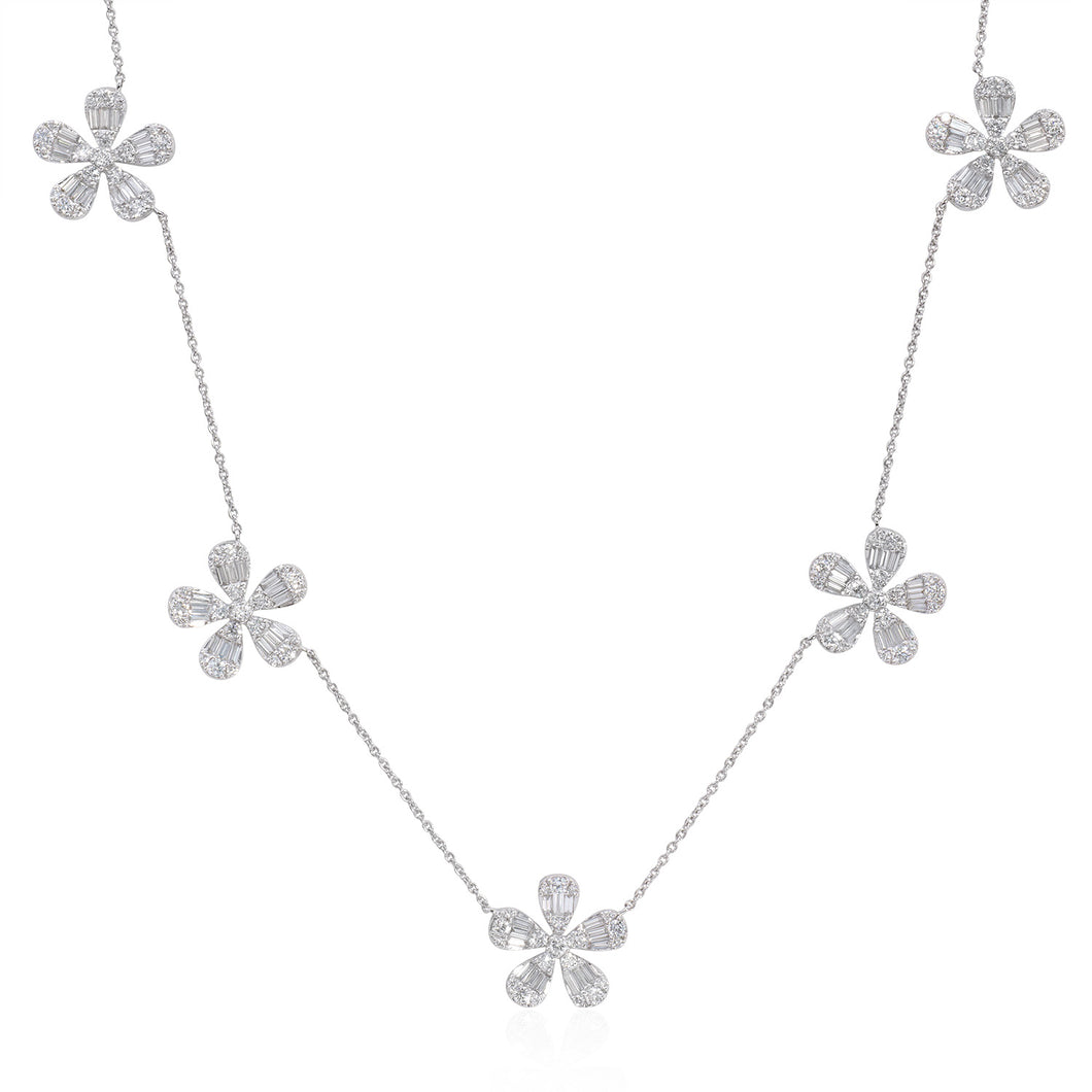 Diamond flower necklace (SKU N099)