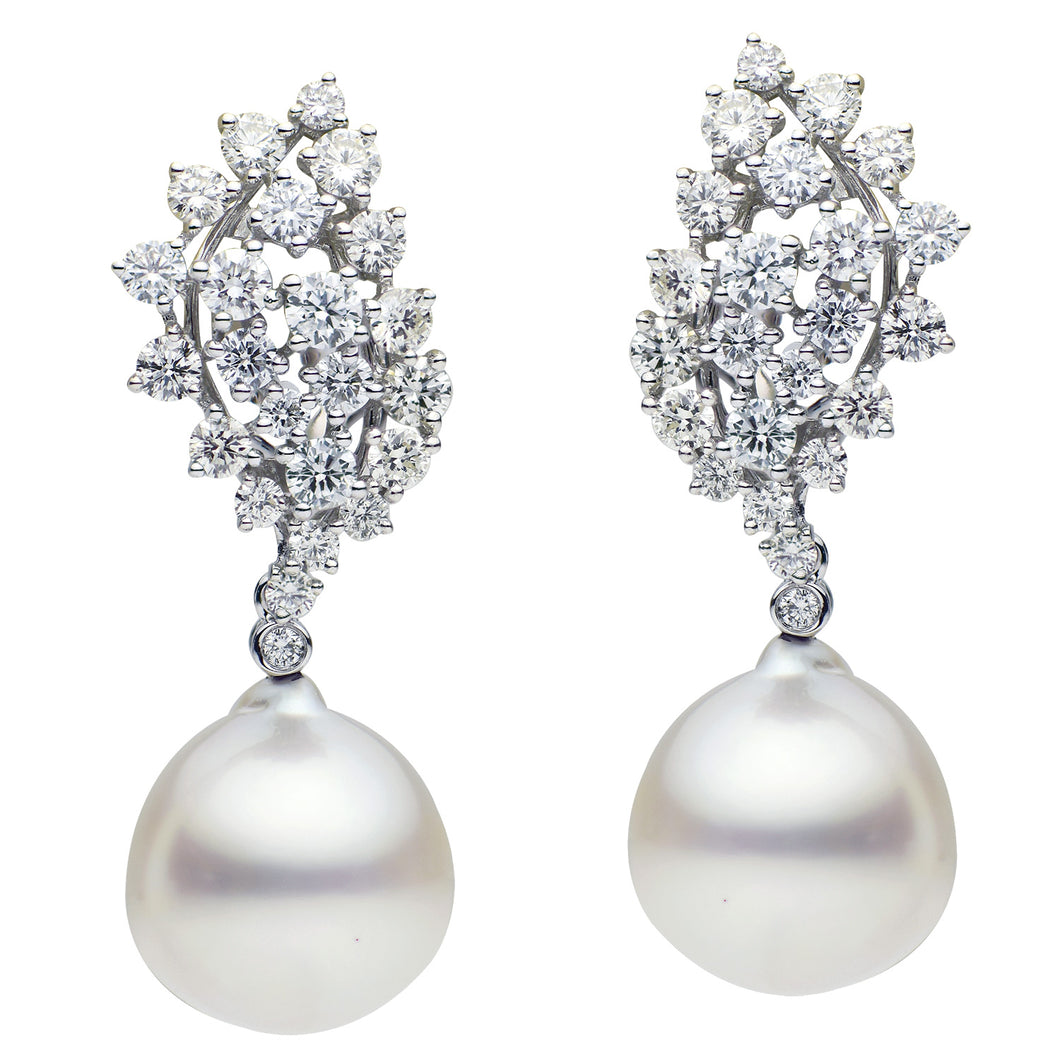 Diamond and pearl drop earrings (SKU E101)