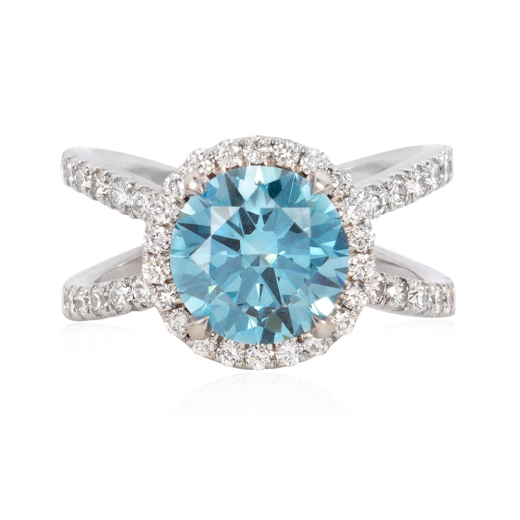 Blue LAB diamond ring (SKU R079)