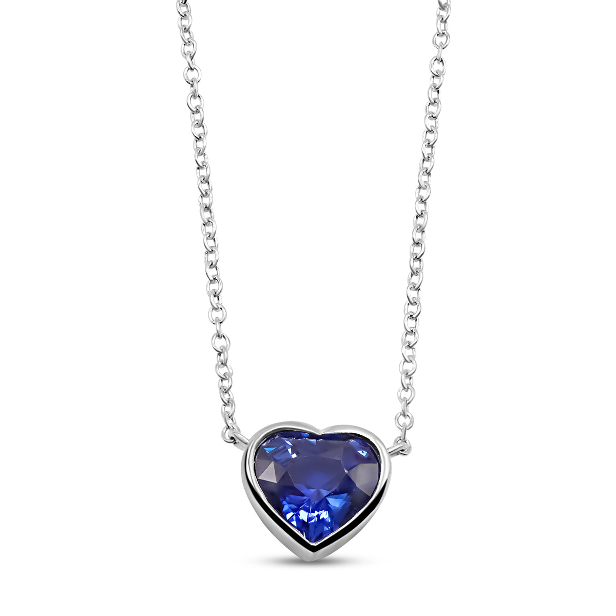 2.29 CT blue sapphire heart pendant necklace in 14K white gold - alternate view