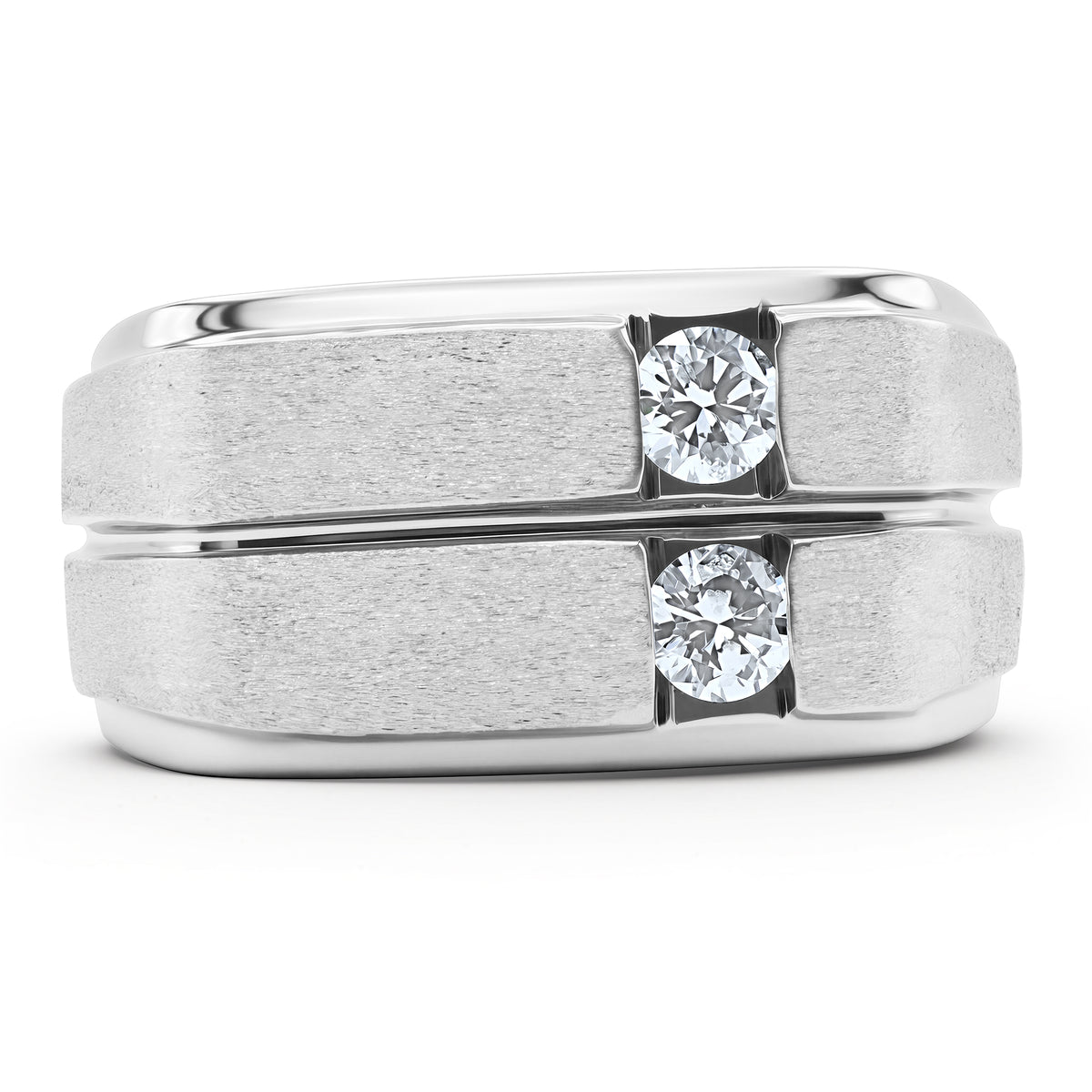0.40 CTW diamond double band ring in 14K white gold