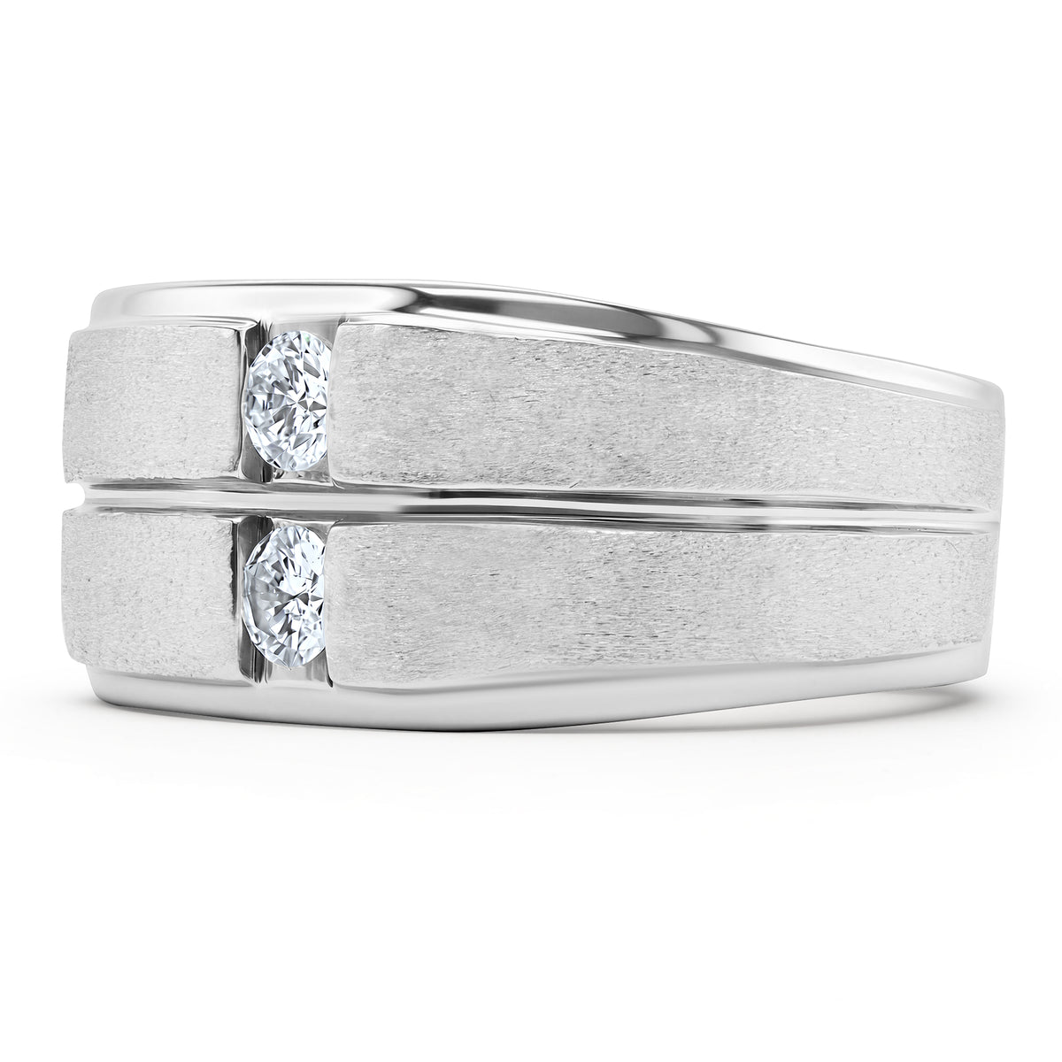 0.40 CTW diamond double band ring in 14K white gold - alternate view