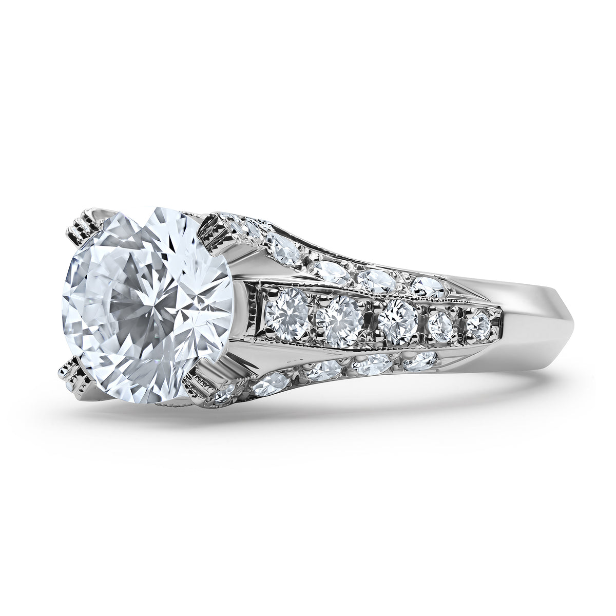 1.52 CTW round diamond ring in platinum - alternate view