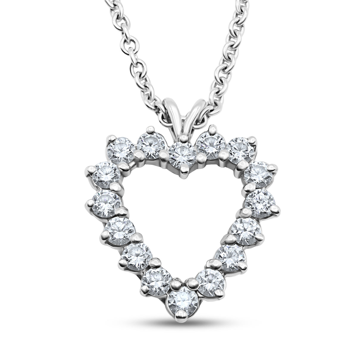 1.28 CTW diamond heart pendant necklace in 14K white gold