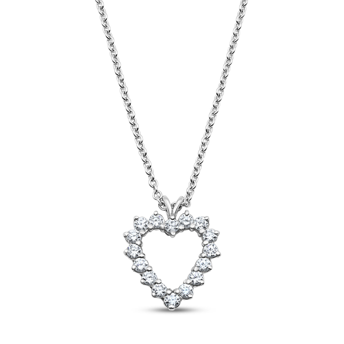 1.28 CTW diamond heart pendant necklace in 14K white gold - alternate view