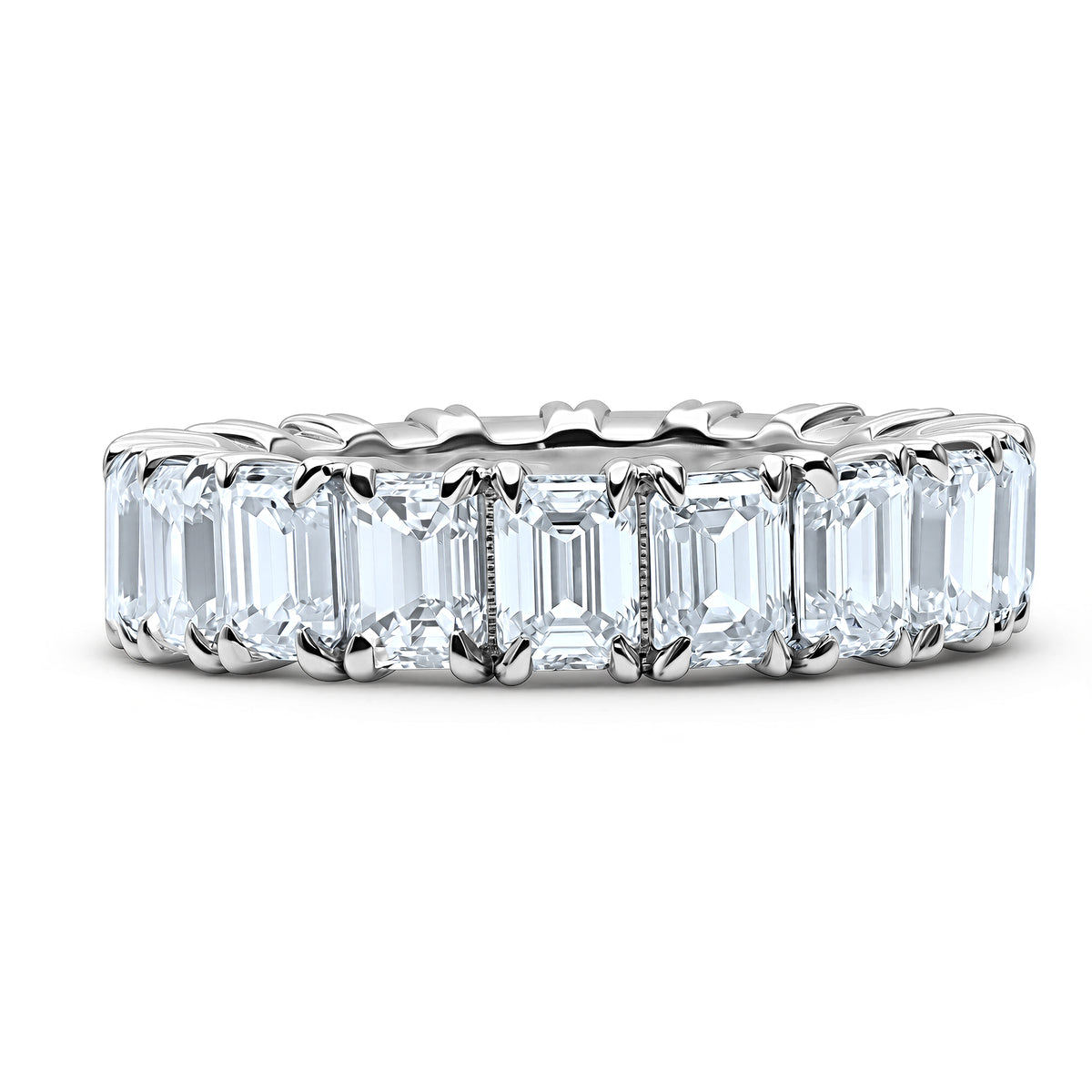 6.15 CTW emerald-cut diamond eternity band in platinum
