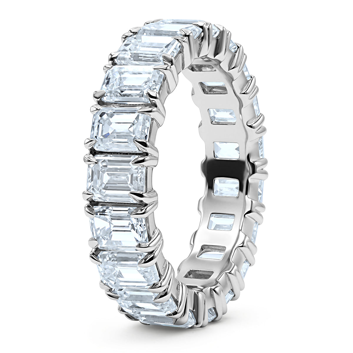 6.15 CTW emerald-cut diamond eternity band in platinum - alternate view