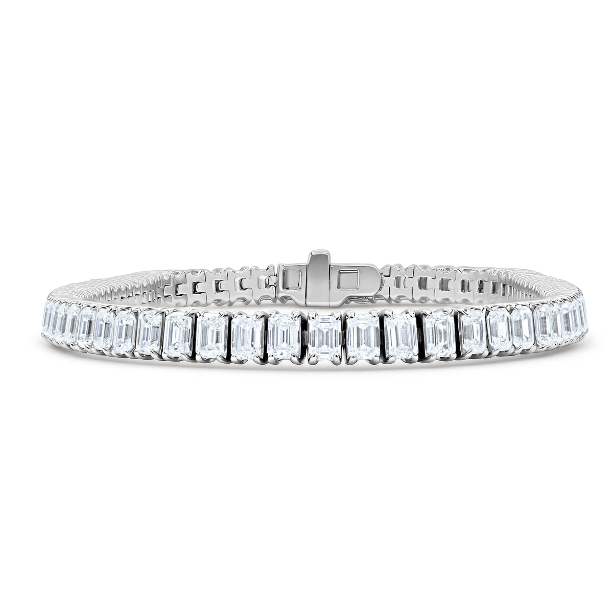 6.00 CTW emerald-cut diamond tennis bracelet in 14K white gold